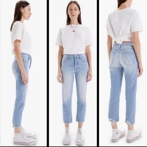 MOTHER SUPERIOR The Tomcat Distressed Denim Jeans Bless You Light Wash Size: 25
